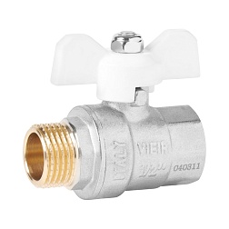 Кран шаровой ВР/НР, белая ручка - бабочка, никелированный - фото товара