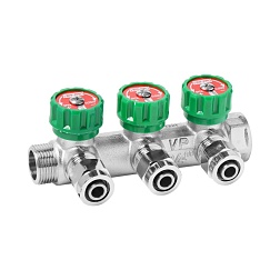 Коллекторы водоразборные 90° с регулировочными вентилями и цангами - фото товара