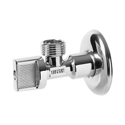 Кран угловой хромированный с металлической ручкой (в блистере) - фото товара