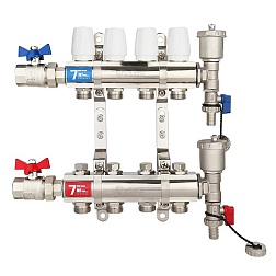 Коллекторная группа с настроечными вентилями С КРАНАМИ - фото товара