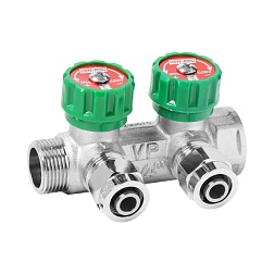 Коллекторы водоразборные 90° с регулировочными вентилями и цангами - фото товара