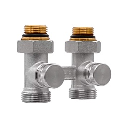 Вентиль для радиатора с седельным затвором "Мультифлекс", угловой НР/НР - евроконус - фото товара