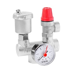 Группа безопасности котла проходная, никелированная - фото товара