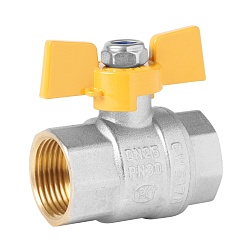 Кран шаровой для газа BР/ВР, ручка - бабочка, никелированный - фото товара