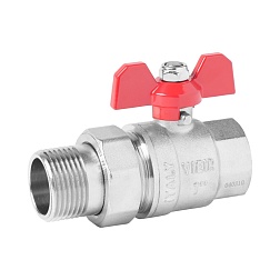 Кран шаровой с полусгоном ручка - бабочка, никелированный - фото товара