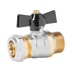 Кран шаровой для м/п трубы с HP, ручка - бабочка - фото товара