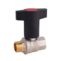 Кран шаровой с пластиковой ручкой HР/ВР, ручка - бабочка, никелированный - фото товара