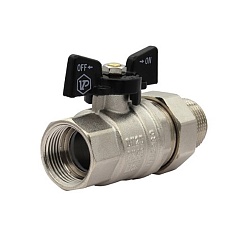 Кран шаровой VER-PRO с полусгоном ручка - бабочка, никелированный - фото товара