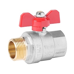 Кран шаровой ВР/НР, ручка - бабочка, никелированный - фото товара