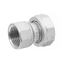 Полусгон никелированный прямой с накидной гайкой ВР/ВР, с уплотнительным кольцом - фото товара