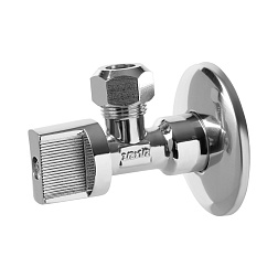 Кран-цанга угловой хромированный с металлической ручкой (в блистере) - фото товара