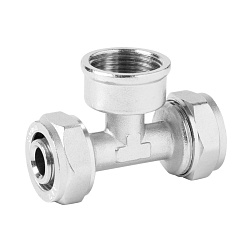 Тройник обжимной с переходом на внутреннюю резьбу - фото товара