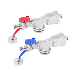 Тройник коллекторный в сборе (тройник, воздухоотводчик, дренажный кран) - фото товара