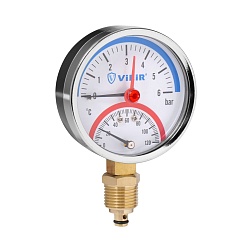 Термоманометр радиальный с отсекающим клапаном - фото товара